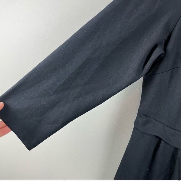 Tahari scoop neck scalloped hem 3/4 sleeve black dress plus size 14 - Picture 11 of 11